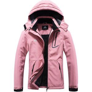 Women's Pink Waterproof Ski Jacket Warm Winter Coat Outdoor Snowboard Jacket